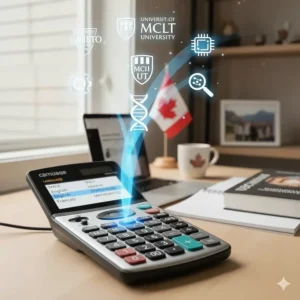 An illustration showing how a graphing calculator for Grade 12 Canada math courses bridges the gap to Canadian university engineering and science programs.