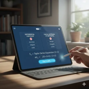 User interface of a bilingual English and French calculator for university calculus, common in Canadian post-secondary schools.