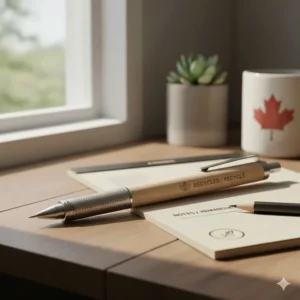 A sustainable, refillable mechanical pencil for eco-conscious students in Canada featuring recycled materials.