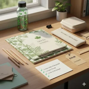 Sustainable and recycled school supplies available in Canada, fits within a $100 total back-to-school budget.