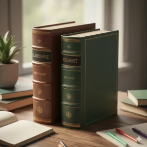 Illustration of Larousse and Robert dictionaries, essential for language and literature courses in Quebec CEGEPs.