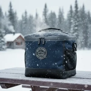 A heavy-duty insulated and waterproof lunch box designed to keep food warm during freezing Canadian temperatures.