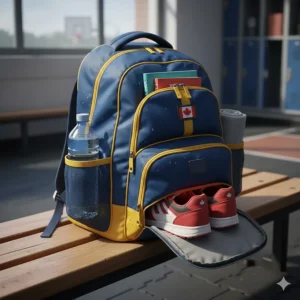 Versatile sports and school backpack under $40 for Canadian students, featuring a water bottle holder and large main compartment.