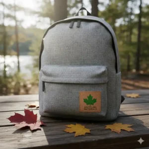 Sustainable and eco-friendly school backpack made from recycled materials, priced under $40 for budget-conscious Canadian families.