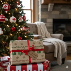 A complete art supply kit for middle school wrapped as a gift, ideal for Canadian holiday or graduation presents.