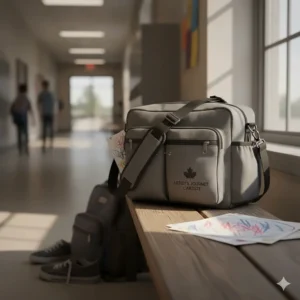 Durable, travel-friendly carrying case for a complete art supply kit, perfect for Canadian students commuting to school.