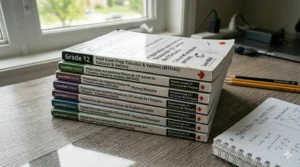 Bilingual English and French study guides for Grade 12 final exam supplies in Ontario, reflecting Canada's dual-language education standards.