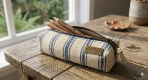 Recycled fair trade notebooks with English and French "Cahier" labels, perfect for Canadian immersion schools.