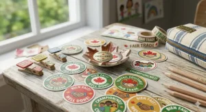 Plastic-free, fair trade reusable lunch bags designed for a zero-waste school year in Canada.