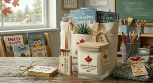 Hand-poured soy candle from a Canadian small business with a calming lavender and cedarwood scent for relaxation.