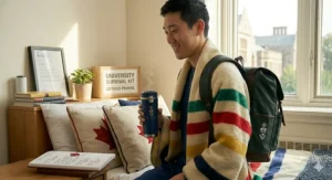 A high-quality light raincoat and toque, essential Canadian first day of school gift ideas for unpredictable September weather.