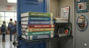 A high-quality combination lock on a grey metal locker, a primary requirement for Canadian Grade 7 locker security.