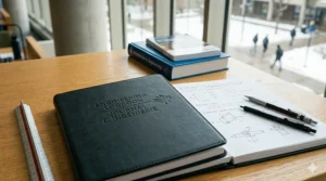 A bilingual English and French engineering logbook for documenting first-year design projects in Canada, featuring a professional embossed cover.