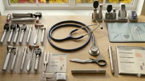 A heavy-duty rolling backpack filled with Canadian nursing textbooks, designed to protect student supplies during winter commutes.