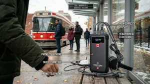 A vacuum-insulated stainless steel water bottle and travel mug, essential supplies for commuter students keeping drinks hot or cold during long transit rides.