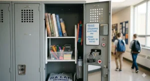 Stackable metal locker organizer for middle school.
