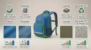 A water-resistant backpack for Grade 2 students designed to withstand Canadian rain and slushy conditions.