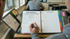 EN: A chronological assignment tracker grid for students.