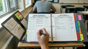 FR: Séparateurs à pochettes transparentes pour organiser les matières au lycée.
