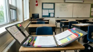 ed subject tabs in a school binder.