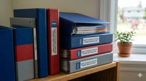 Durable binders for back to school supplies grade 7 organization. Classeurs durables pour l'organisation des fournitures de 7e année.