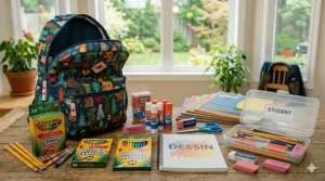 A spacious pencil case filled with essential stationery like pencils and erasers.