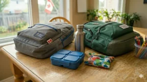 Budget-friendly reusable lunch box and water bottle.