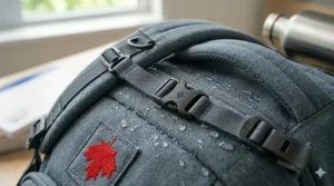 School backpack featuring an adjustable chest strap for stability and back support.