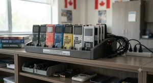 Rechargeable calculator charging station