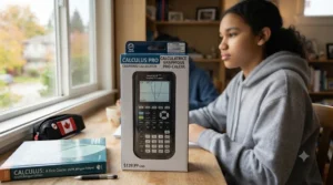 Infographic comparing student budget options for a graphing calculator under $150 CAD at major Canadian retailers.