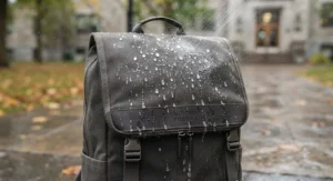 Ergonomic and breathable back padding on a laptop backpack for CEGEP commute, designed for daily student comfort across campus.