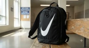 Nike athletic backpack with ergonomic straps, ideal for active high school students and athletes.