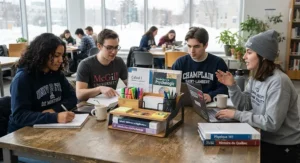 An ergonomic desk organizer that helps CEGEP students maintain an organized study area while working in groups.