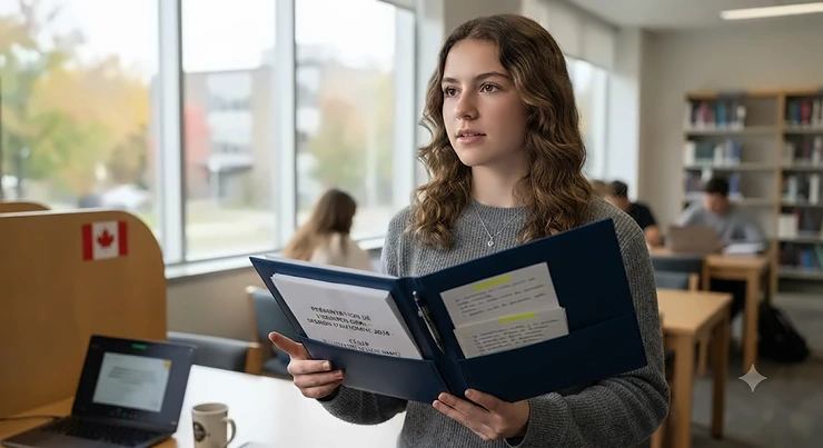 A professional presentation folder used by a student for a CEGEP oral exam in Quebec