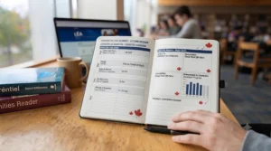 Semester overview spread in a daily planner highlighting key academic milestones for CEGEP programs.