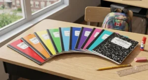 A vibrant collection of wide ruled composition notebooks ideal for elementary and high school students across Canada.