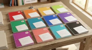An assortment of vibrant single subject spiral notebooks arranged neatly for back-to-school shopping in Canada.