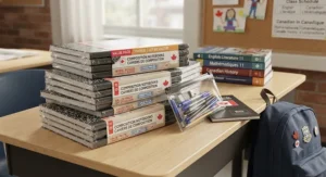 Classic composition notebook multi-packs stacked neatly for high school English and math classes in Canada.