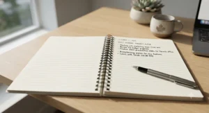 Custom-printed wirebound notebooks for office use displaying professional corporate branding for Canadian enterprises.