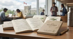 Eco-friendly recycled notebooks for university students looking for sustainable campus options in Canada.