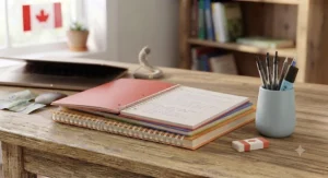 A multicoloured single subject notebook 5 pack showing ruled pages, perfect for school notes across Canada.