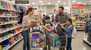 Parents finding Hilroy exercise books bulk pack deals during back-to-school shopping in Vancouver